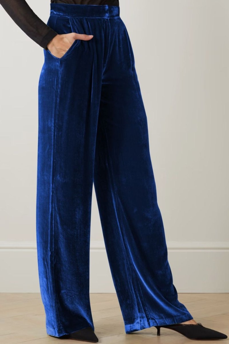 Loose Fit High Waist Long Pants with Pockets - Bottoms