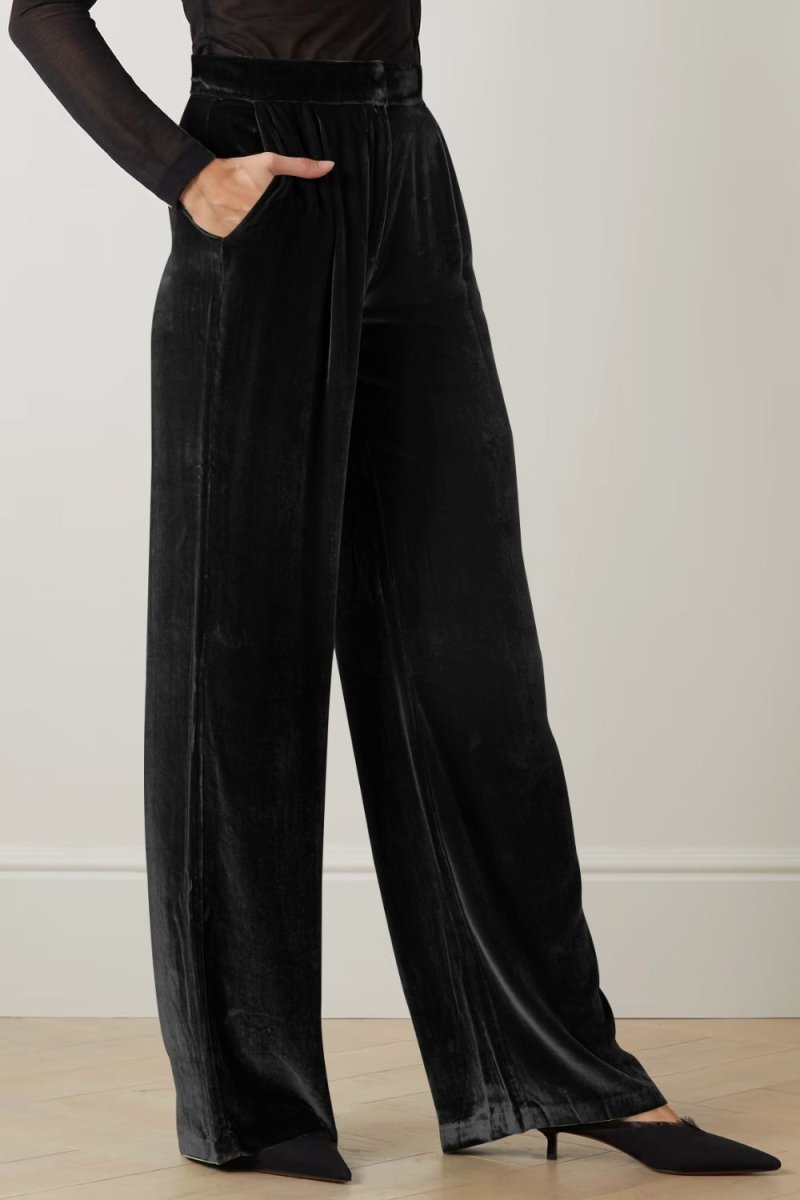 Loose Fit High Waist Long Pants with Pockets - Bottoms