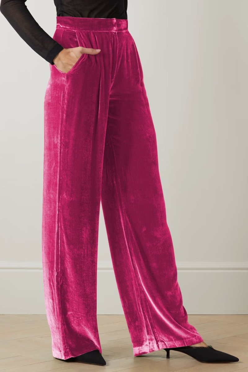 Loose Fit High Waist Long Pants with Pockets - Bottoms