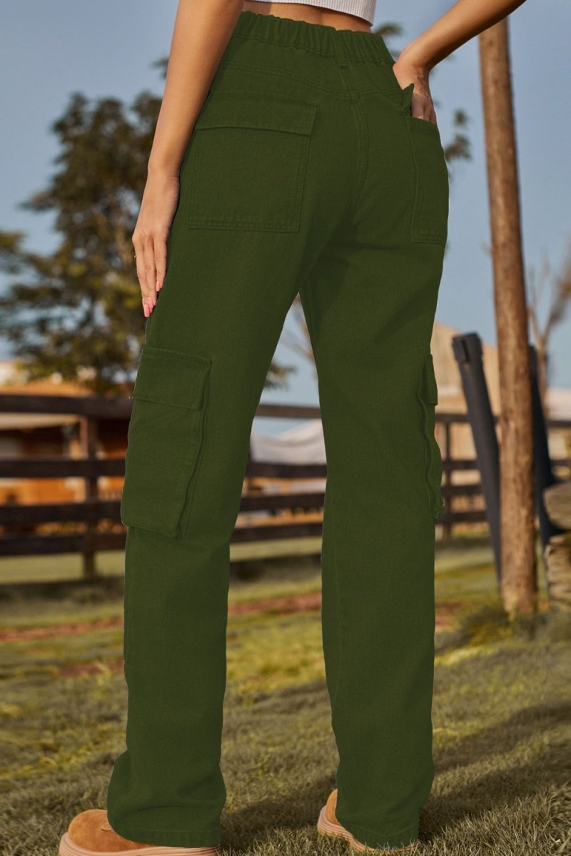 Loose Fit Long Jeans with Pockets - Bottoms