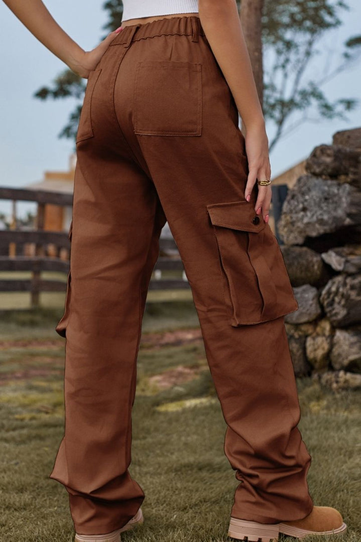Loose Fit Long Jeans with Pockets - Bottoms Sale