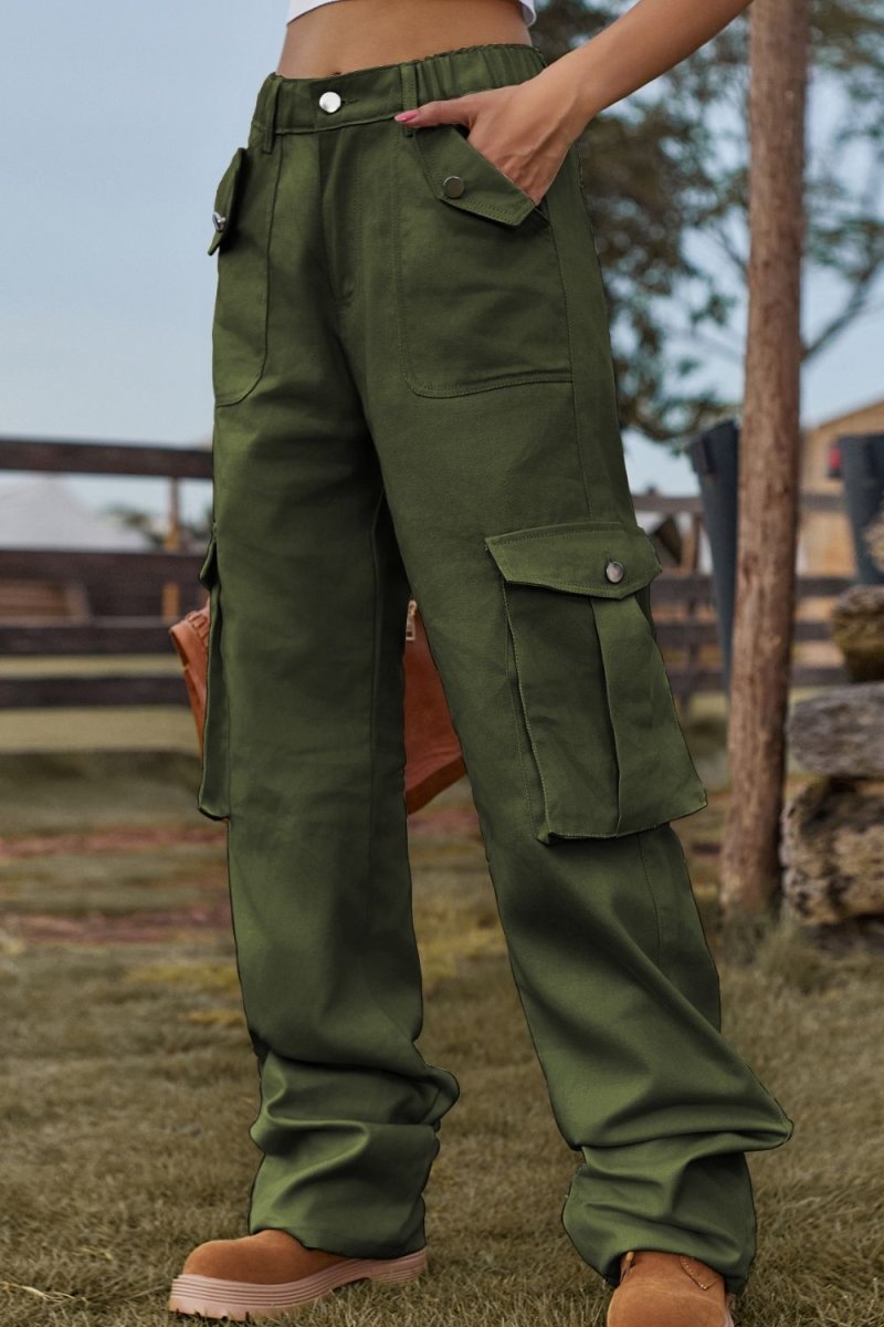 Loose Fit Long Jeans with Pockets - Bottoms Sale
