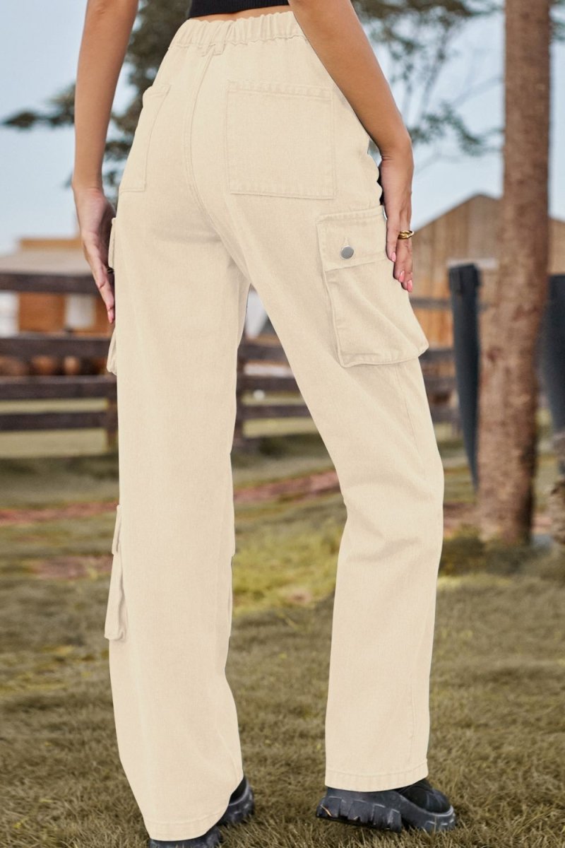 Loose Fit Long Jeans with Pockets - Bottoms Sale