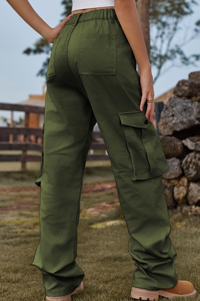 Loose Fit Long Jeans with Pockets - Bottoms Sale