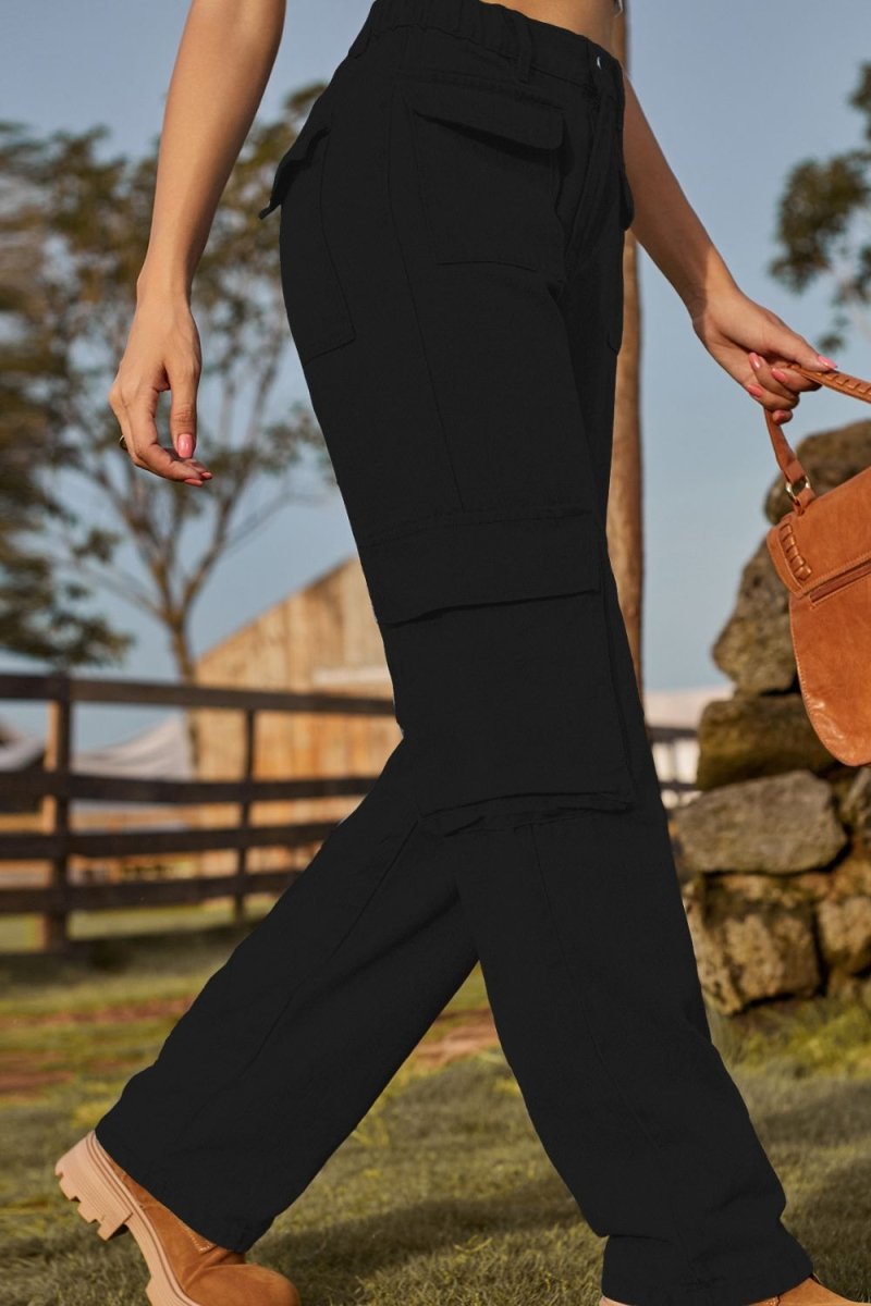 Loose Fit Long Jeans with Pockets - Bottoms