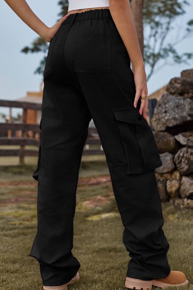 Loose Fit Long Jeans with Pockets - Bottoms Sale