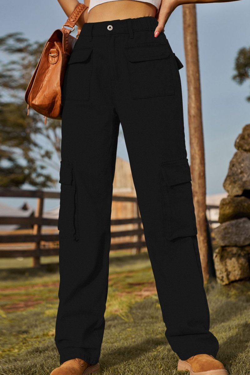 Loose Fit Long Jeans with Pockets - Bottoms
