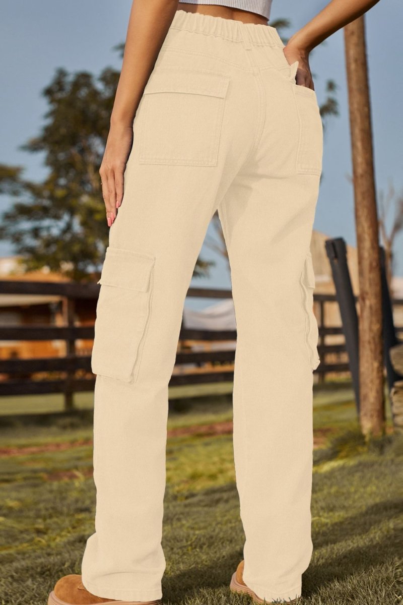 Loose Fit Long Jeans with Pockets - Bottoms