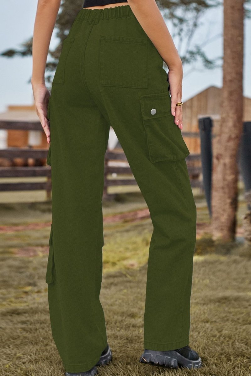 Loose Fit Long Jeans with Pockets - Bottoms Sale