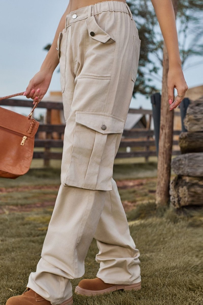 Loose Fit Long Jeans with Pockets - Bottoms Sale