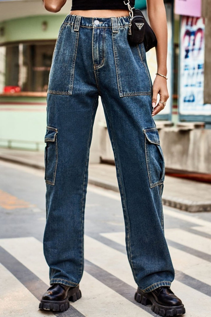 Loose Fit Long Pants with Pockets - Bottoms