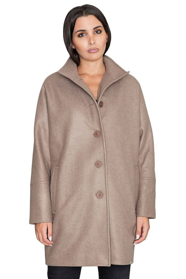 Loose Kimono Coat with Stand - Up Collar & Stylish Button Details – Stand Out in Style - Outerwear
