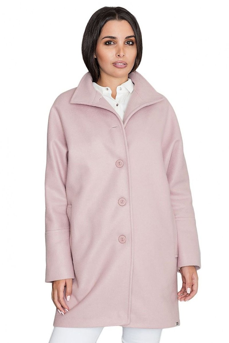 Loose Kimono Coat with Stand - Up Collar & Stylish Button Details – Stand Out in Style - Outerwear
