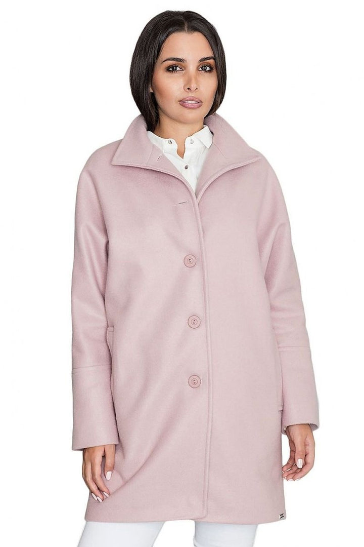 Loose Kimono Coat with Stand - Up Collar & Stylish Button Details – Stand Out in Style - Outerwear