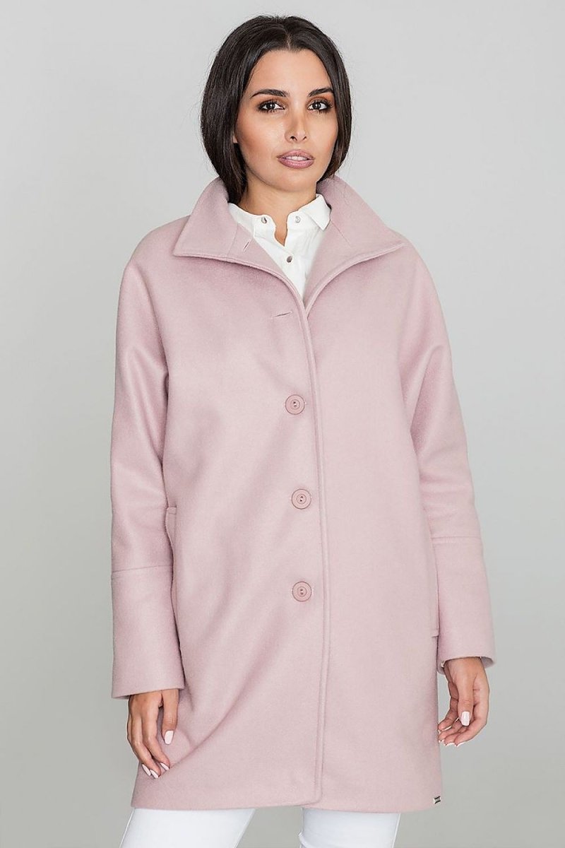 Loose Kimono Coat with Stand - Up Collar & Stylish Button Details – Stand Out in Style - Outerwear