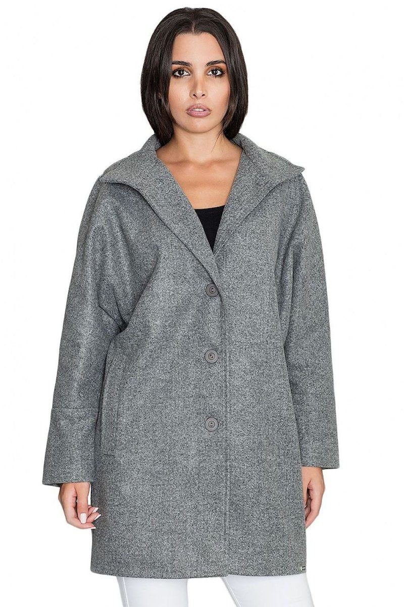 Loose Kimono Coat with Stand - Up Collar & Stylish Button Details – Stand Out in Style - Outerwear