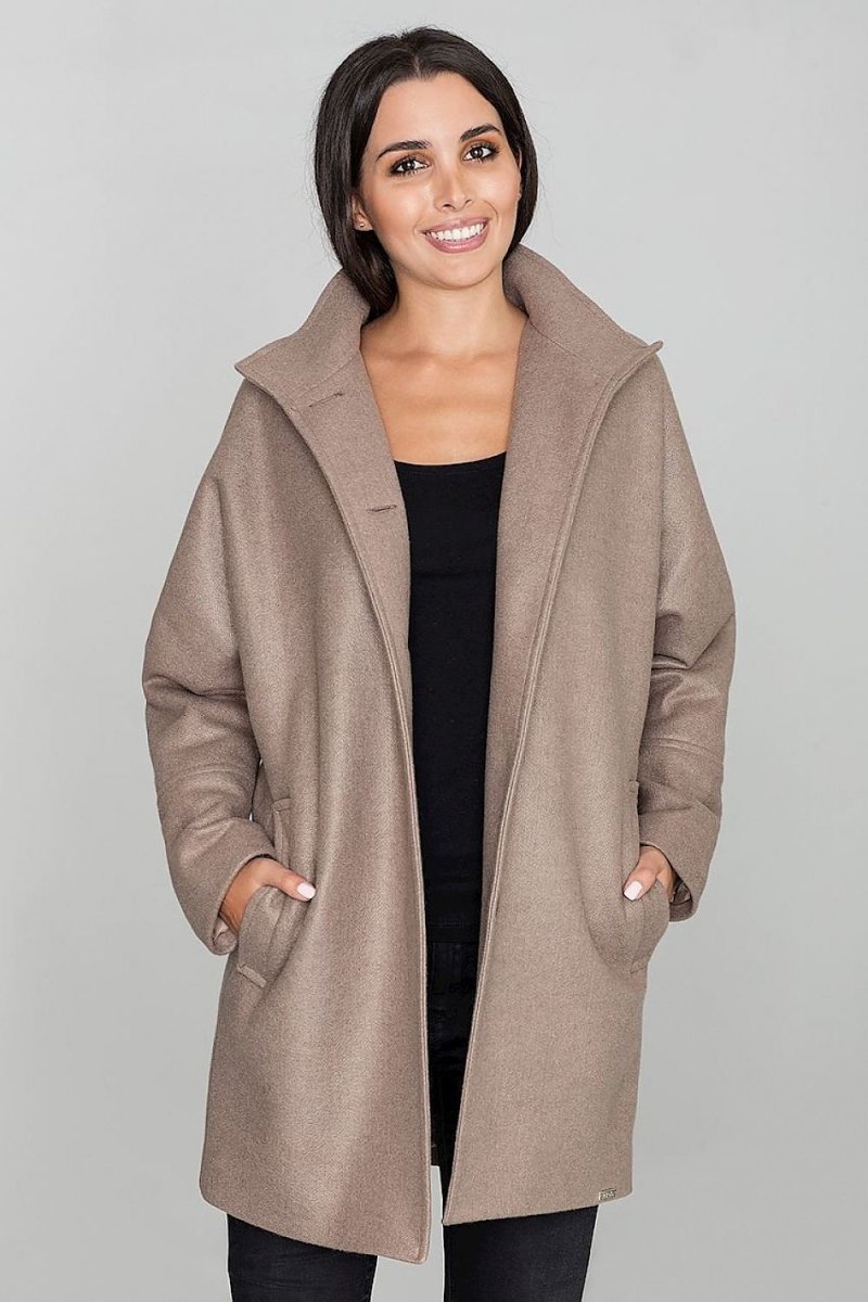 Loose Kimono Coat with Stand - Up Collar & Stylish Button Details – Stand Out in Style - Outerwear