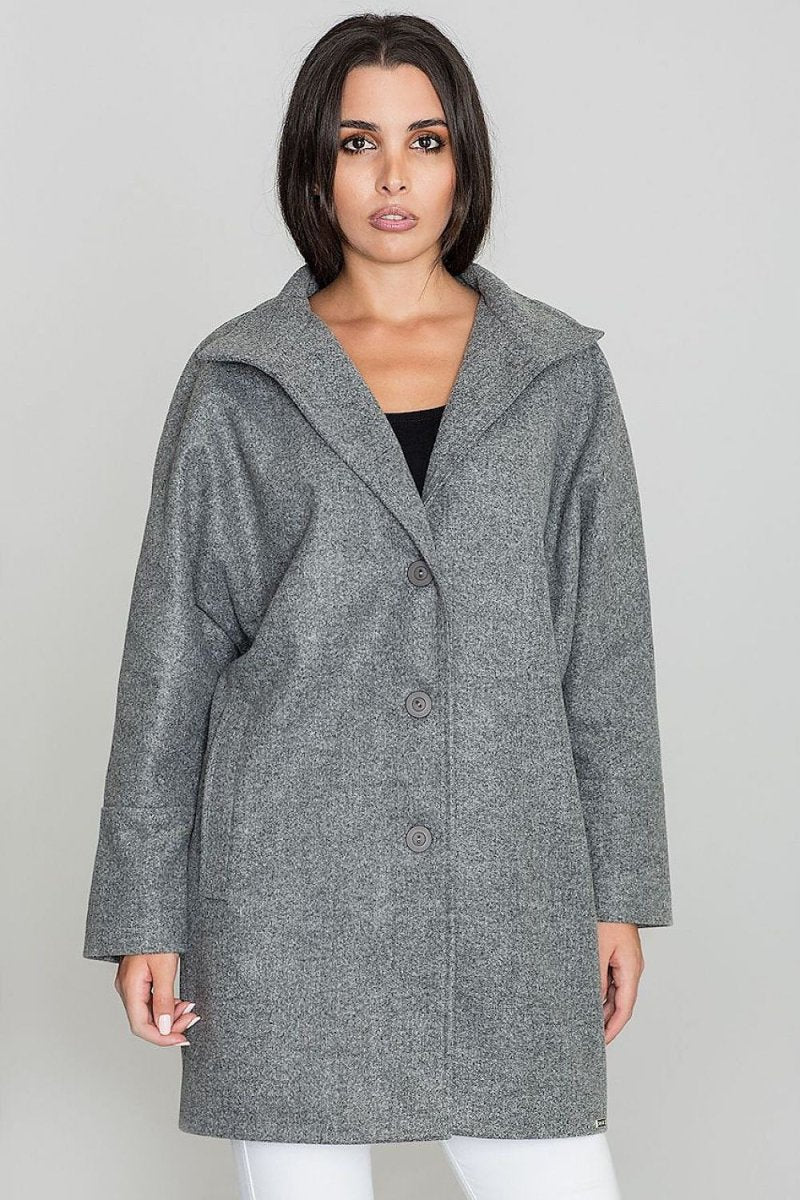 Loose Kimono Coat with Stand - Up Collar & Stylish Button Details – Stand Out in Style - Outerwear
