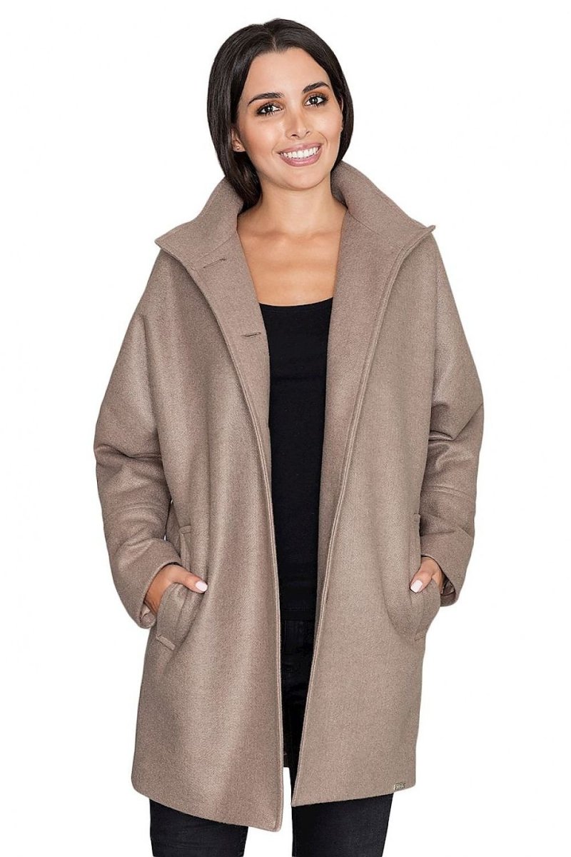 Loose Kimono Coat with Stand - Up Collar & Stylish Button Details – Stand Out in Style - Outerwear