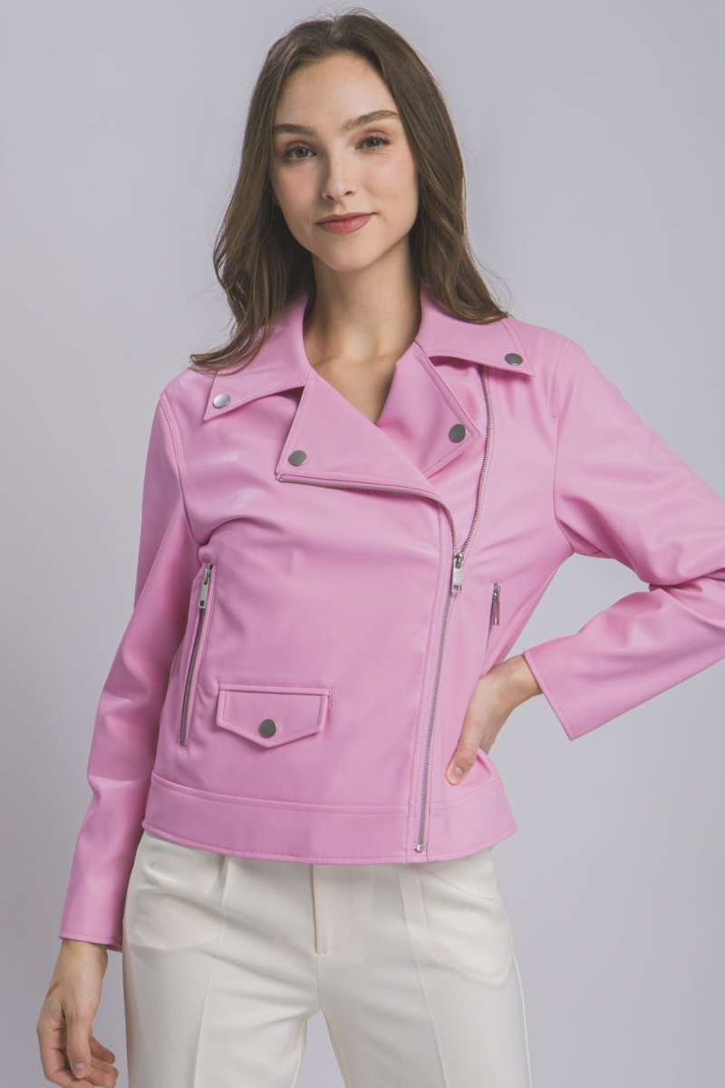 Love Tree Collared Neck Zip Up Jacket - Outerwear