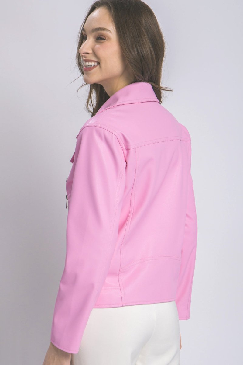 Love Tree Collared Neck Zip Up Jacket - Outerwear