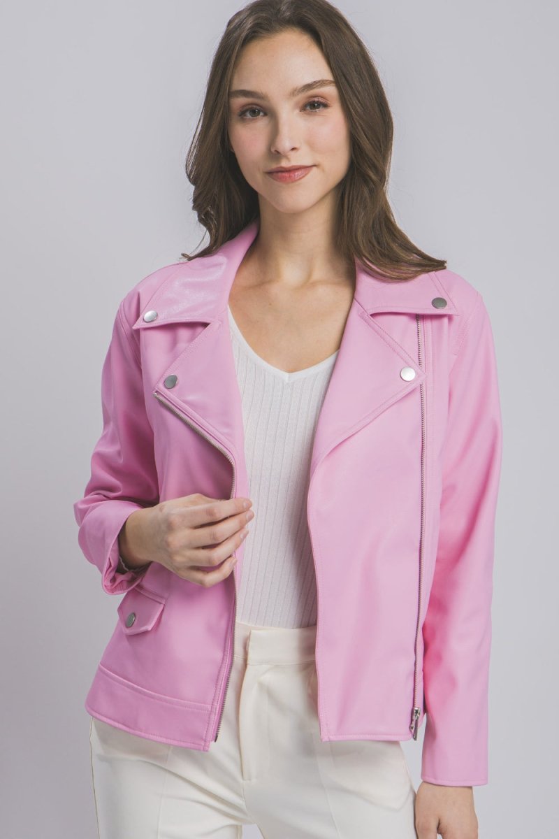 Love Tree Collared Neck Zip Up Jacket - Outerwear
