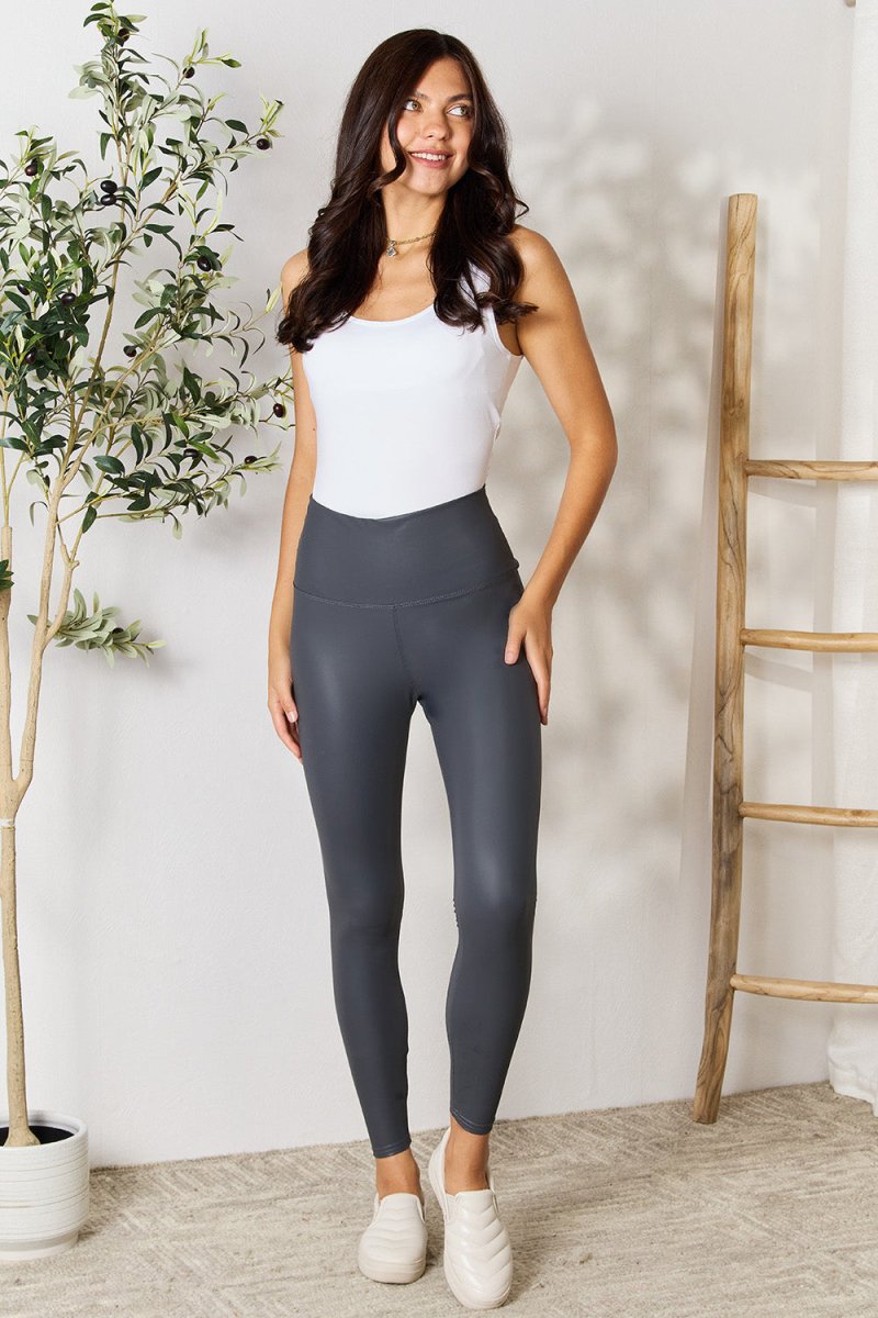 LOVEIT Full Size Wide Waistband High Waist Leggings - Bottoms