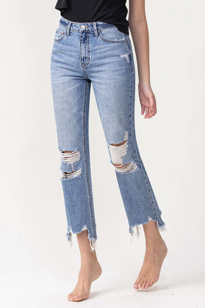 Lovervet High Rise Distressed Straight Jeans - Bottoms Sale