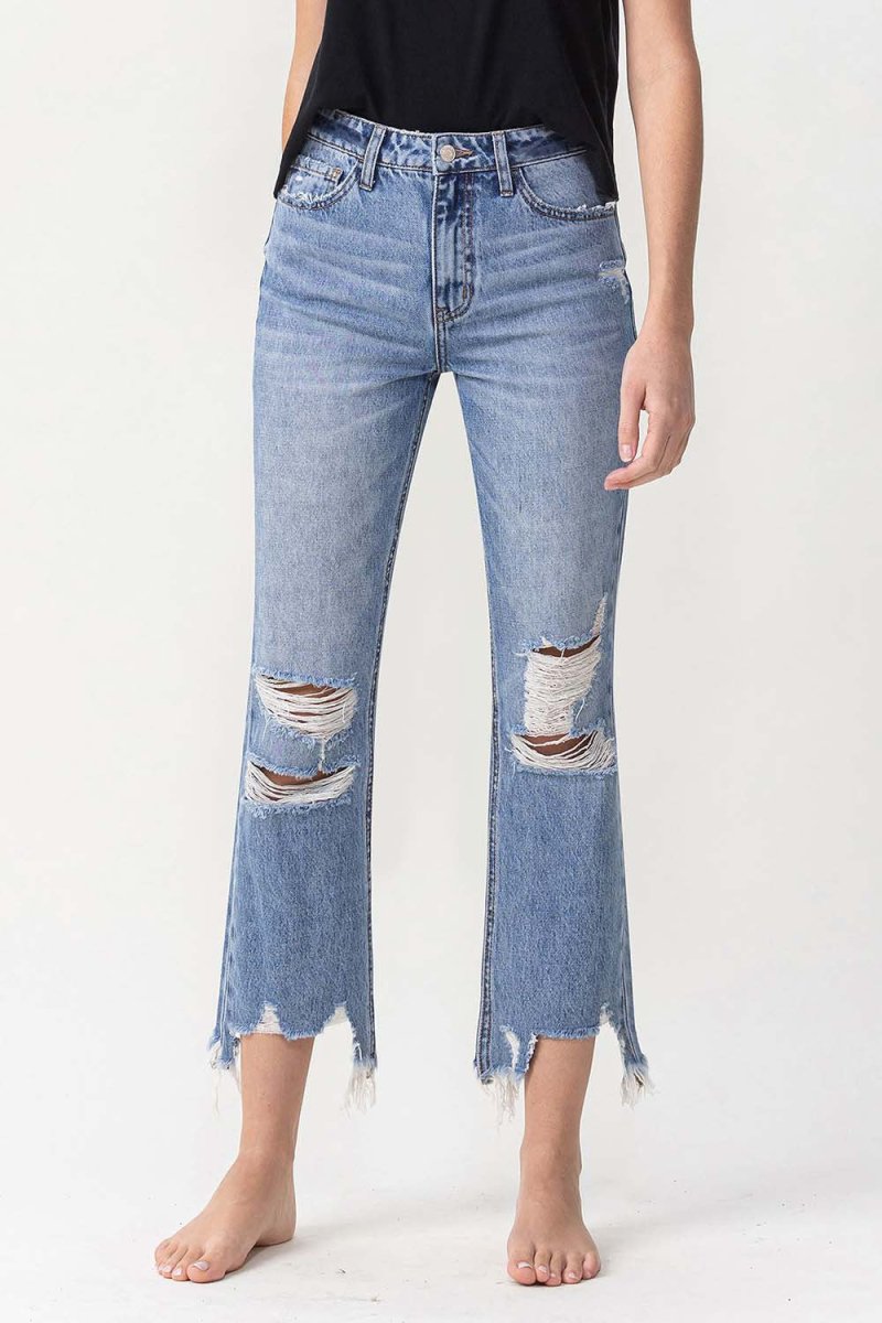 Lovervet High Rise Distressed Straight Jeans - Bottoms Sale