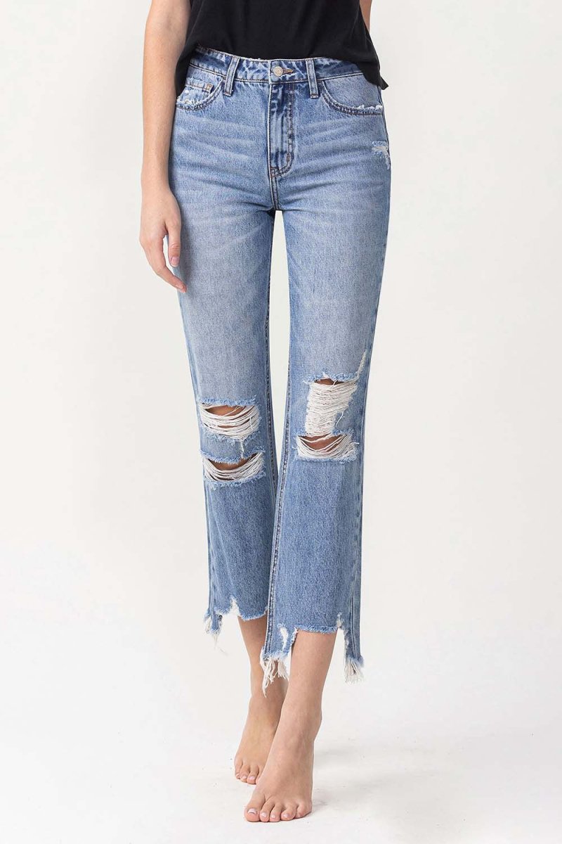 Lovervet High Rise Distressed Straight Jeans - Bottoms Sale
