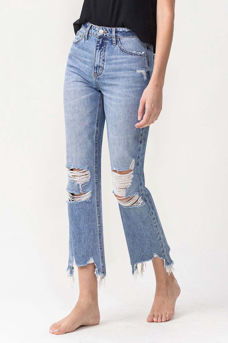 Lovervet High Rise Distressed Straight Jeans - Bottoms Sale