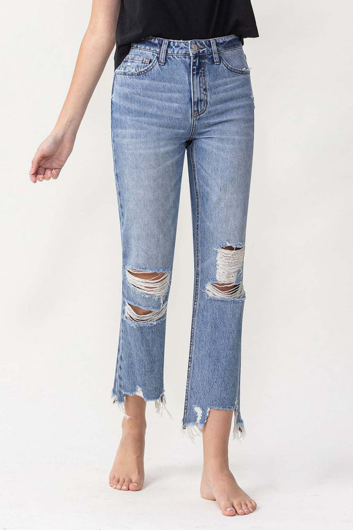 Lovervet High Rise Distressed Straight Jeans - Bottoms Sale