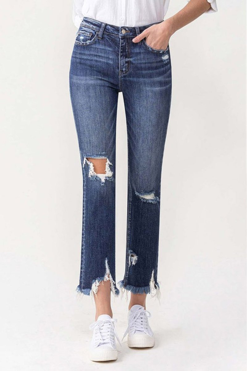 Lovervet Jackie Full Size High Rise Crop Straight Leg Jeans - Bottoms
