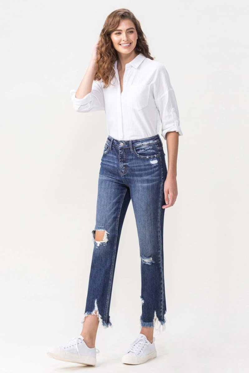 Lovervet Jackie Full Size High Rise Crop Straight Leg Jeans - Bottoms