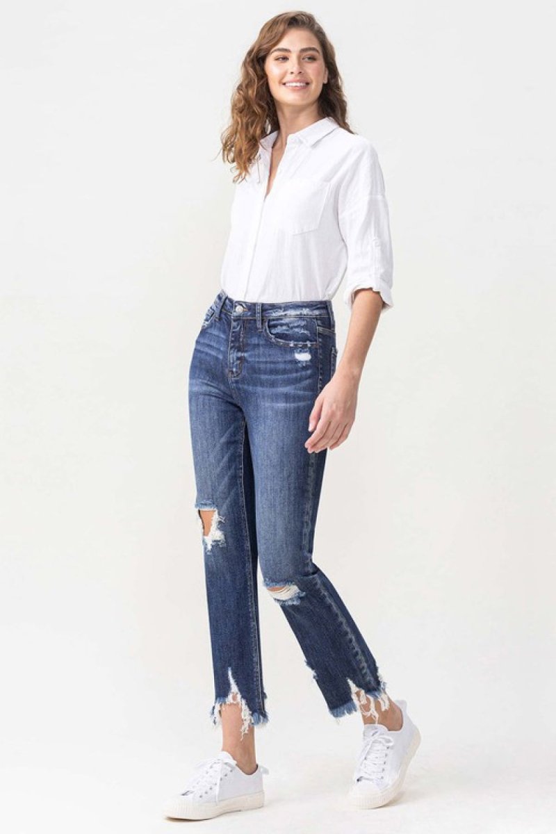 Lovervet Jackie Full Size High Rise Crop Straight Leg Jeans - Bottoms