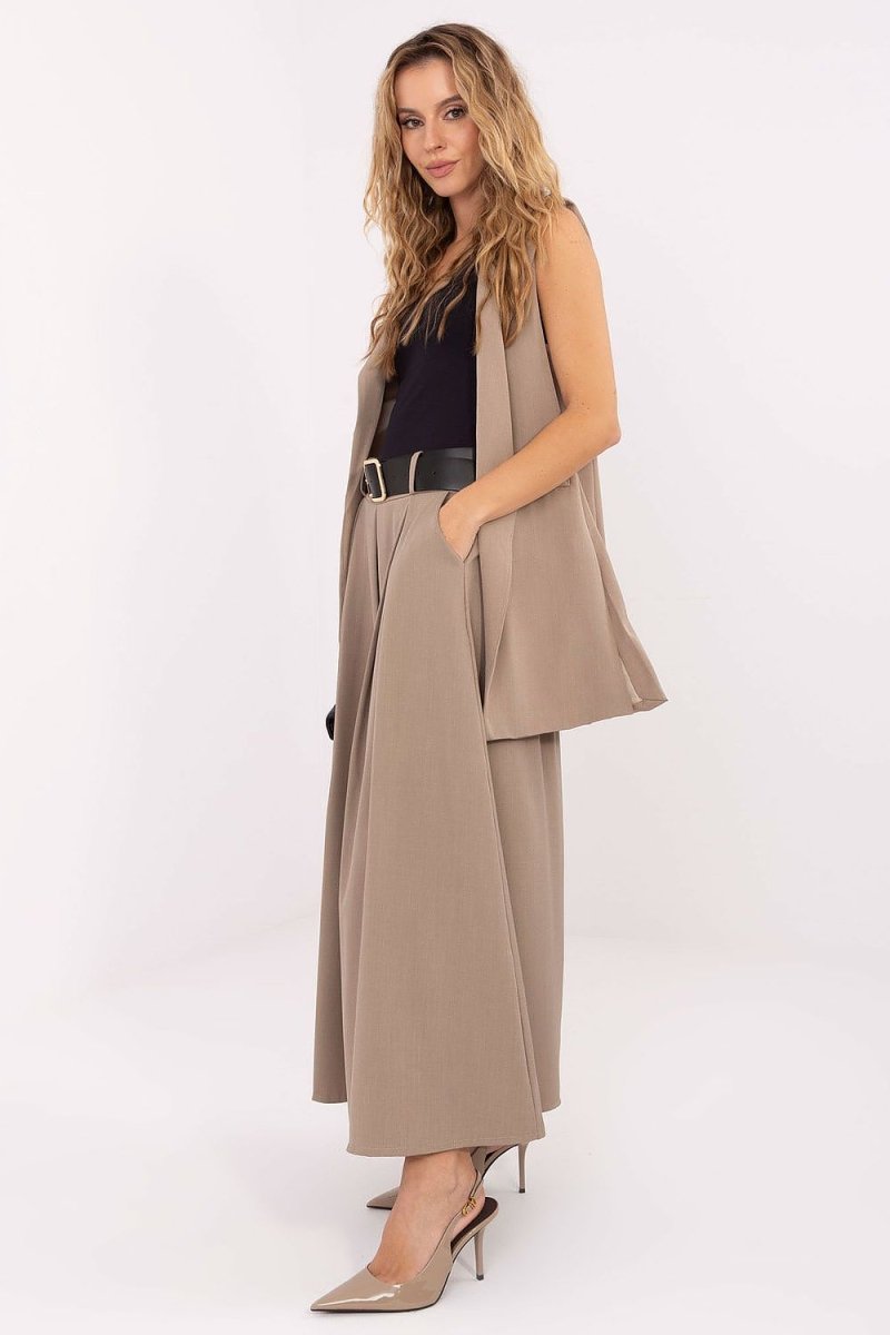 Maxi Flared Skirt with Belt - 