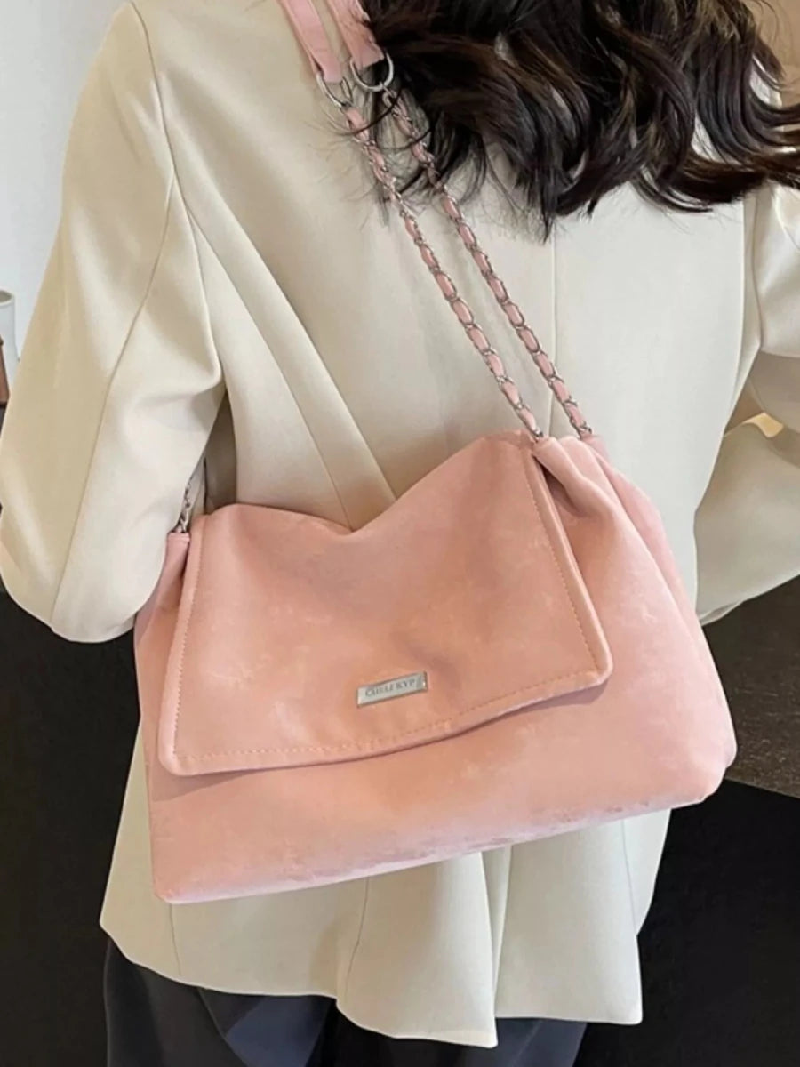 Medium PU Leather Chain Strap Bag - 