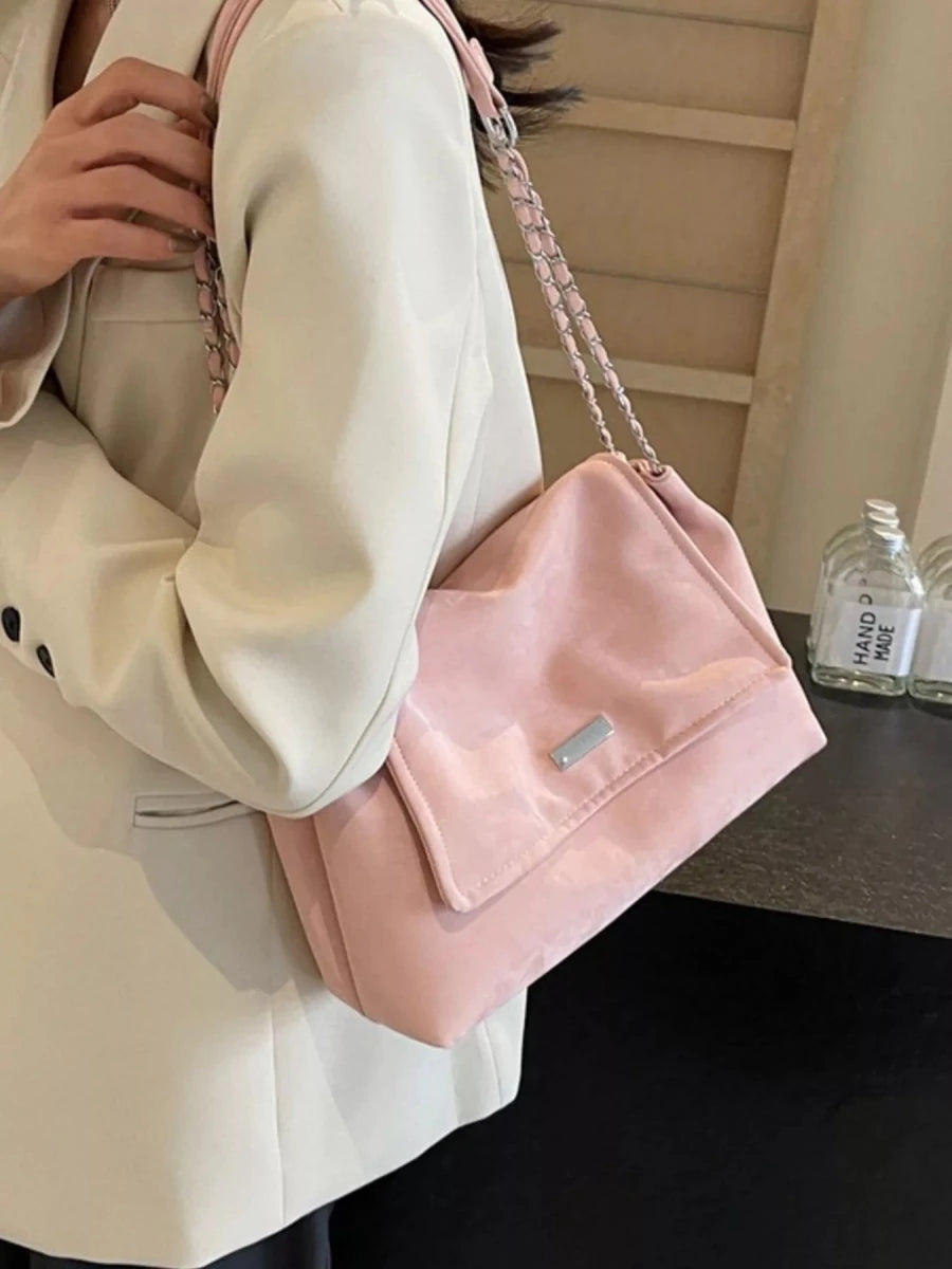 Medium PU Leather Chain Strap Bag - 