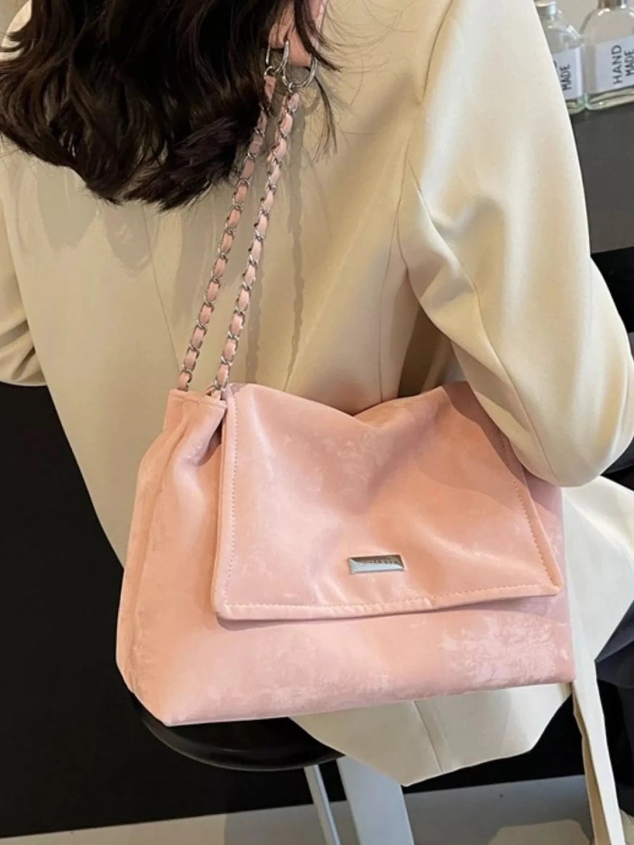 Medium PU Leather Chain Strap Bag - 