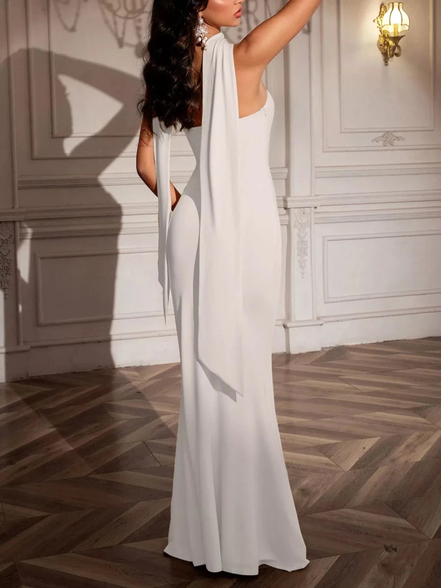 Mermaid Maxi Dress with Scarf - 