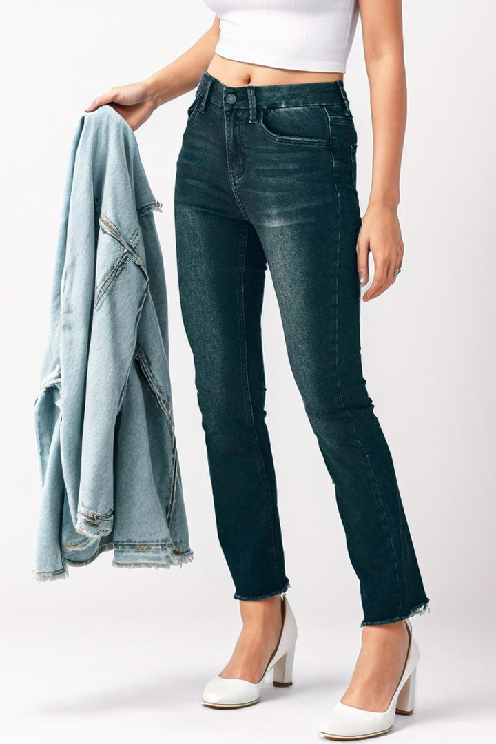 Mid - Rise Waist Skinny Jeans with Pockets - Bottoms