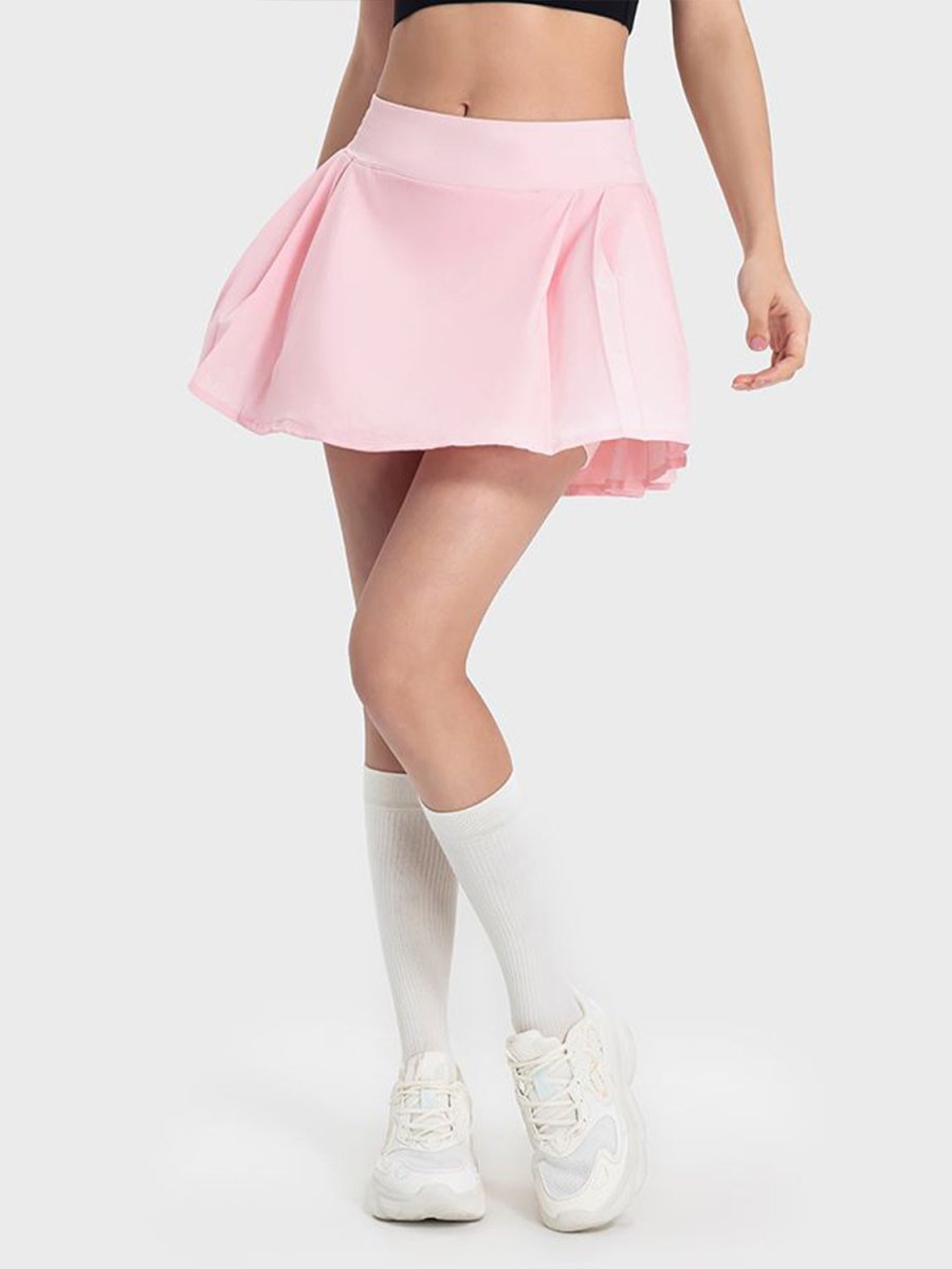 Millennia Pleated Detail Mid - Rise Waist Active Skirt - Bottoms