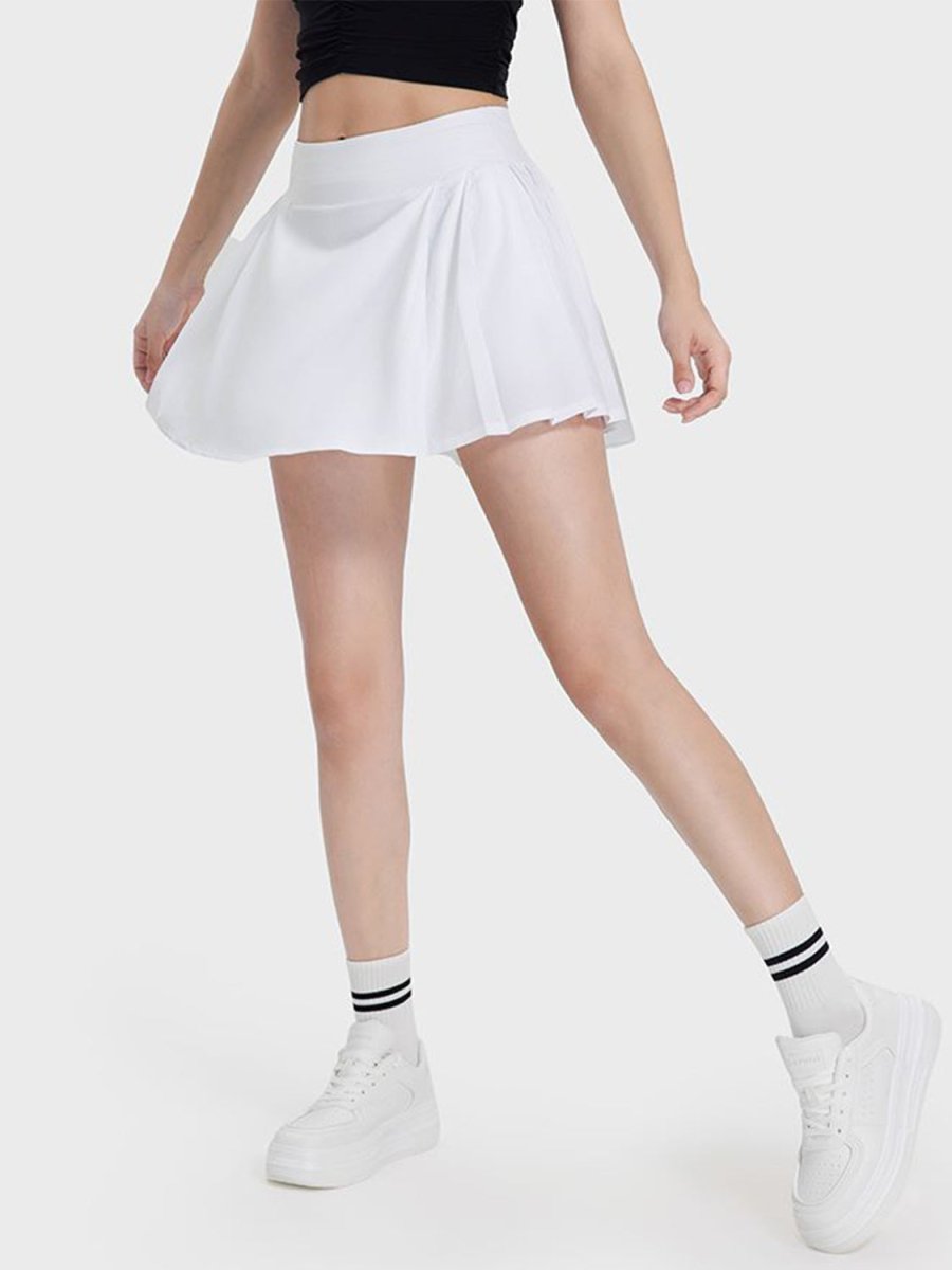 Millennia Pleated Detail Mid - Rise Waist Active Skirt - Bottoms