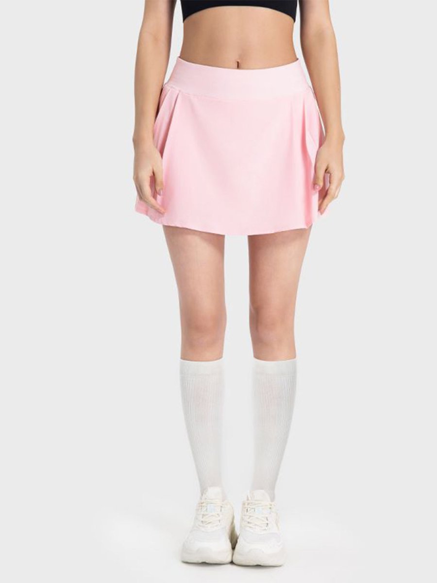 Millennia Pleated Detail Mid - Rise Waist Active Skirt - Bottoms