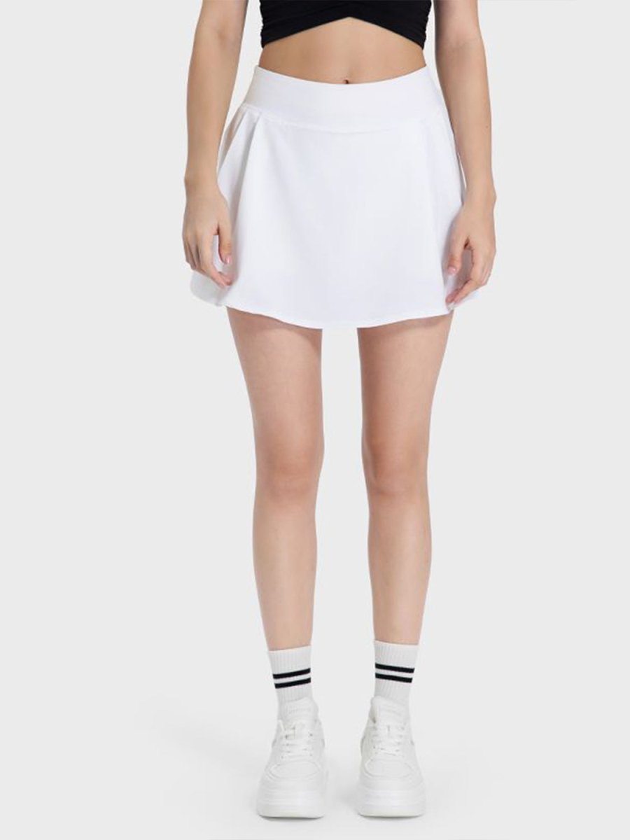 Millennia Pleated Detail Mid - Rise Waist Active Skirt - Bottoms