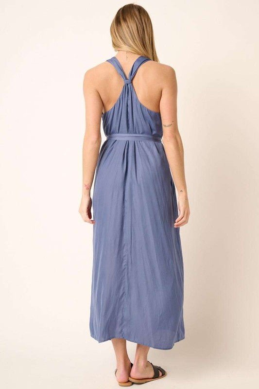 Mittoshop Cross Back Belted V Neck Tank Maxi Dress - New Arrivals
