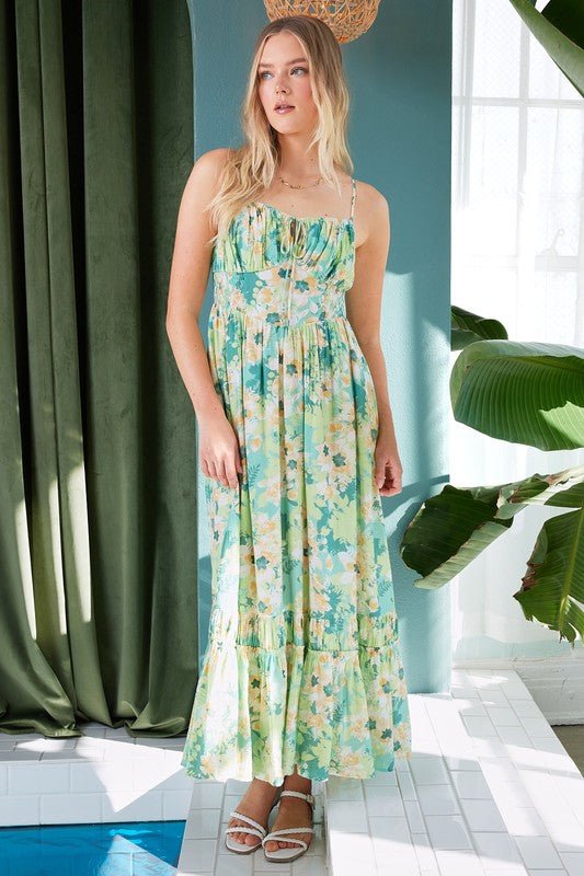 Mittoshop Floral Smocked Back Ruffled Hem Maxi Cami Dress - New Arrivals