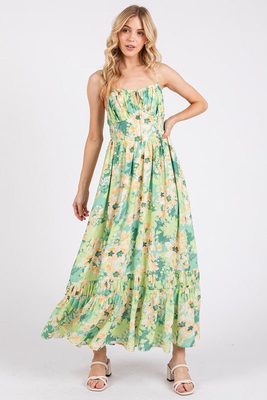 Mittoshop Floral Smocked Back Ruffled Hem Maxi Cami Dress - New Arrivals