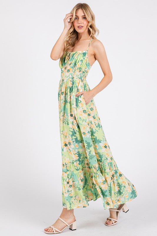 Mittoshop Floral Smocked Back Ruffled Hem Maxi Cami Dress - New Arrivals