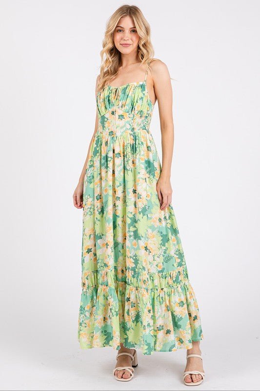 Mittoshop Floral Smocked Back Ruffled Hem Maxi Cami Dress - New Arrivals